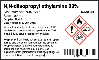 chemical inventory GHS label
