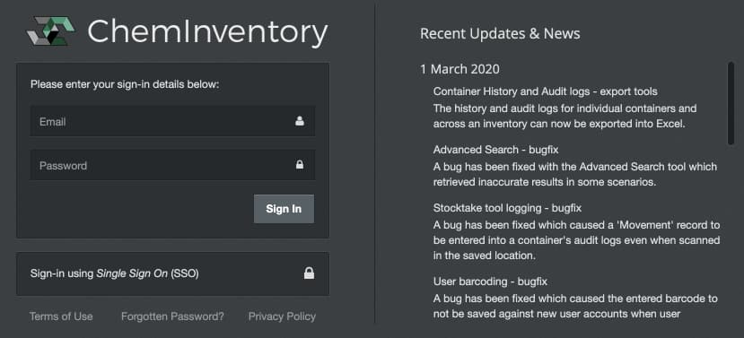 chemical inventory software sign in