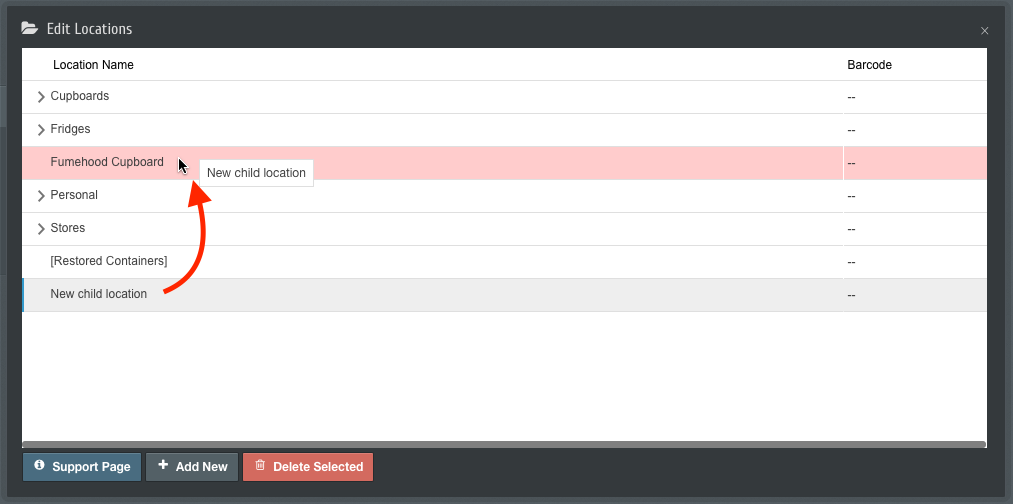 inventory location folder hierarchy